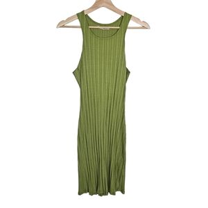 Reformation Mel Dress Ribbed Green Mini Dress Size Medium